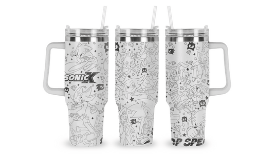 Stay refreshed at supersonic speed with this Sonic X engraved tumbler! Featuring Sonic and friends, it’s the perfect insulated drinkware for fans.