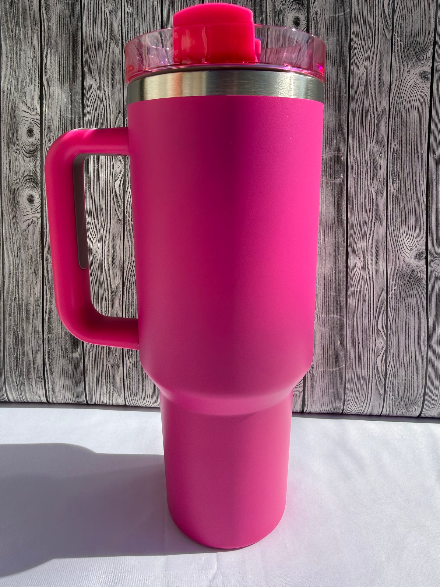 40oz Pink Silver Trim Tumbler – Insulated Stainless Steel (Choose Design)