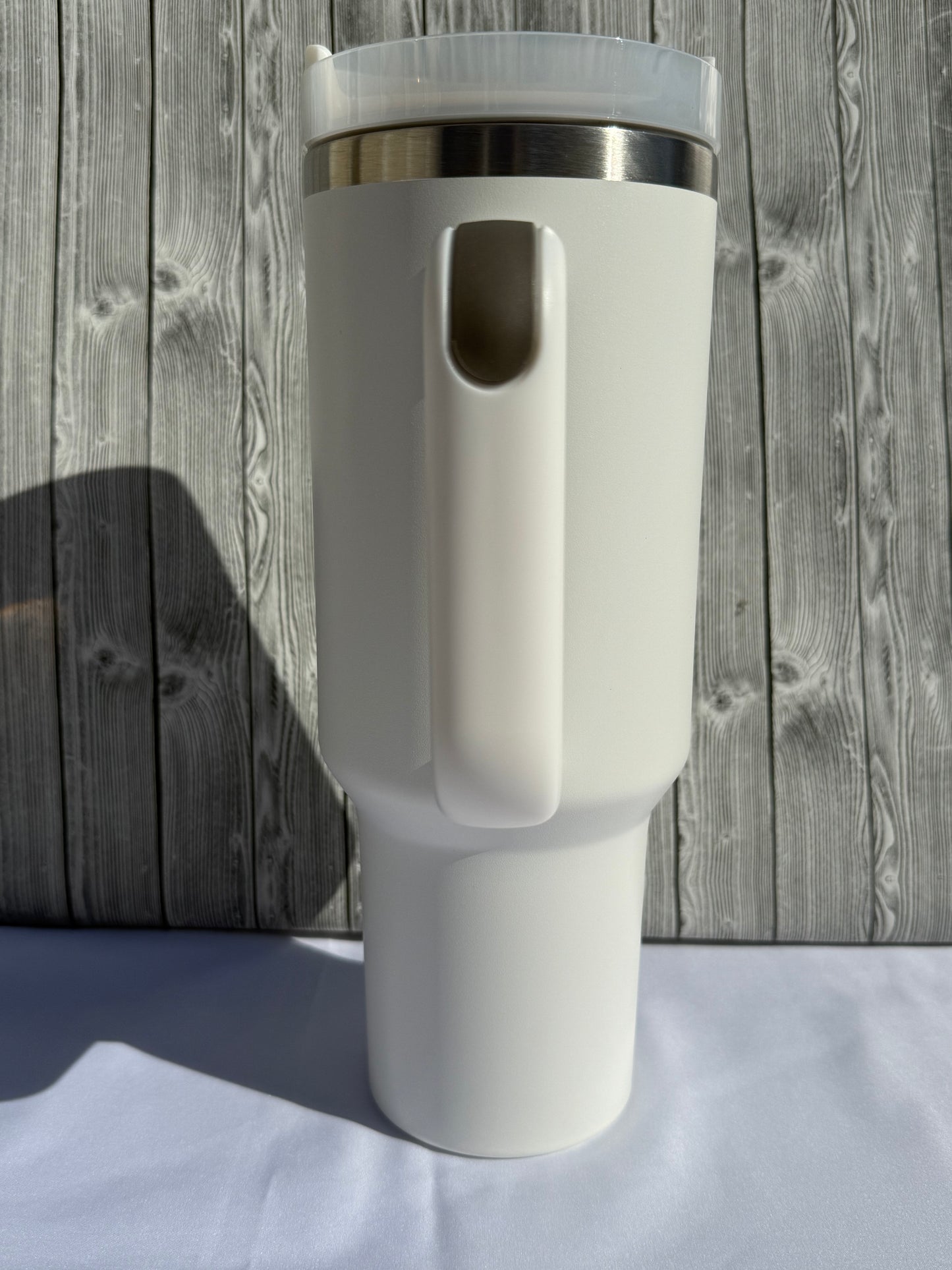 40oz White Silver Trim Tumbler – Insulated Stainless Steel (Choose Design)