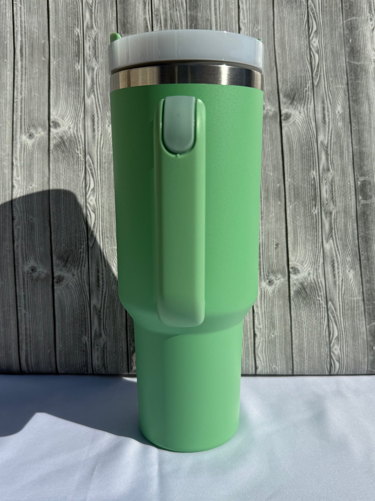 40oz Green Silver Trim Tumbler – Insulated Stainless Steel (Choose Design)