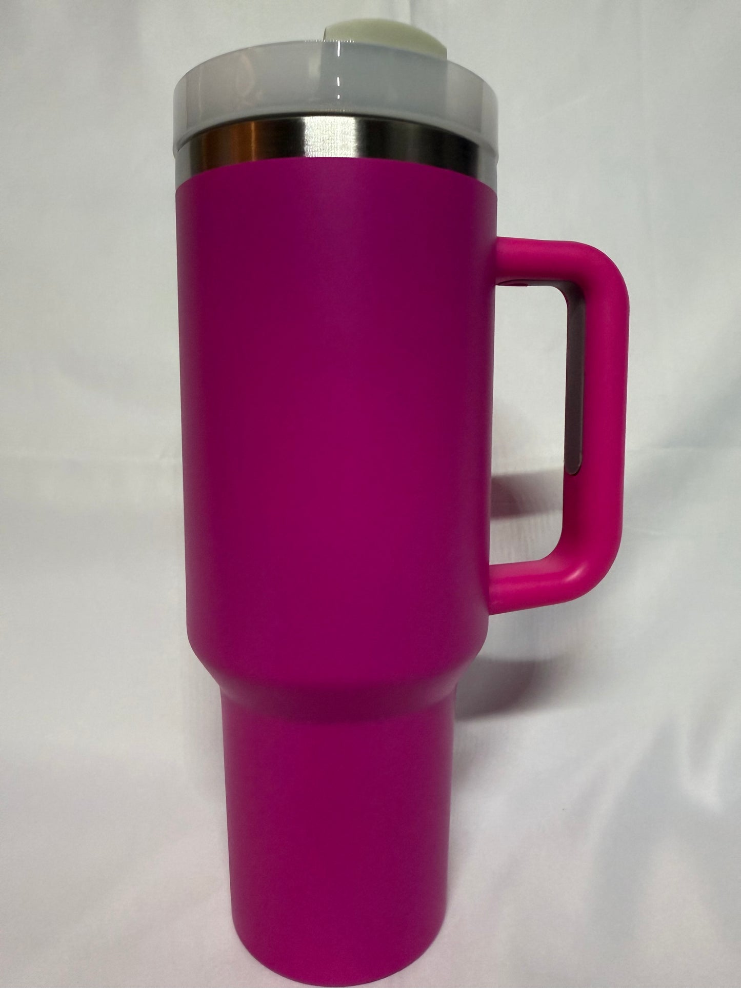 40oz Pink silver trim tumbler (Choose your design)