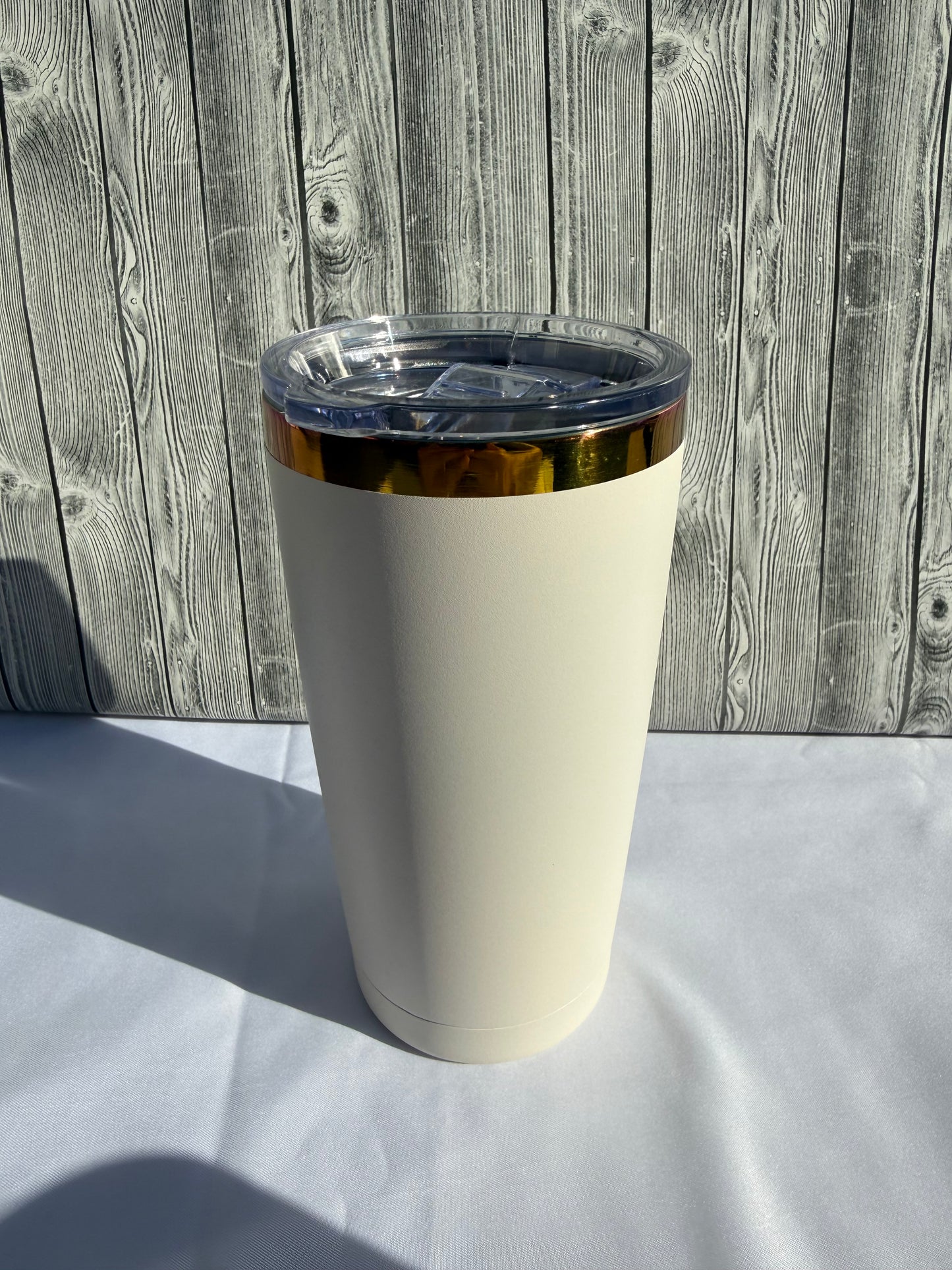 20oz White Rainbow Trim Tumbler- Insulated Stainless Steel (Choose Design)