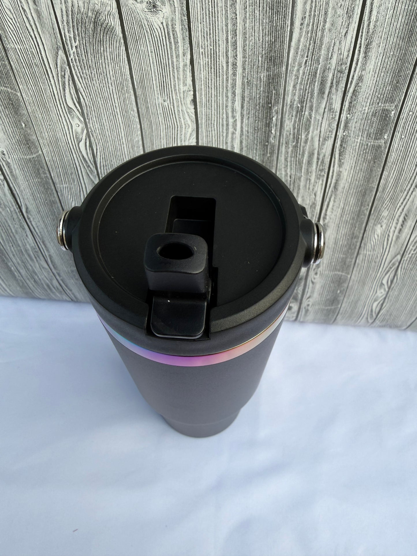 30oz Black Rainbow trim tumbler-Insulated Stainless Steel (Choose Design)