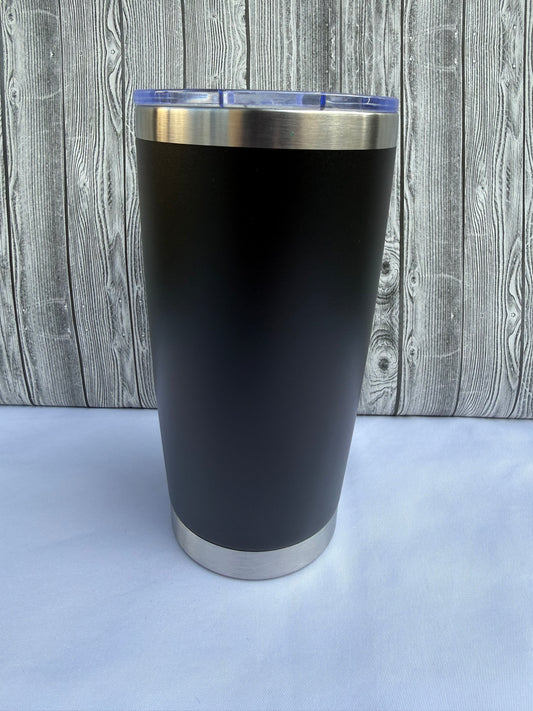 20oz Black silver trim tumbler-Insulated Stainless Steel (Choose Design)