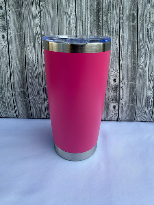 20oz Pink silver trim tumbler-Insulated Stainless Steel (Choose Design)