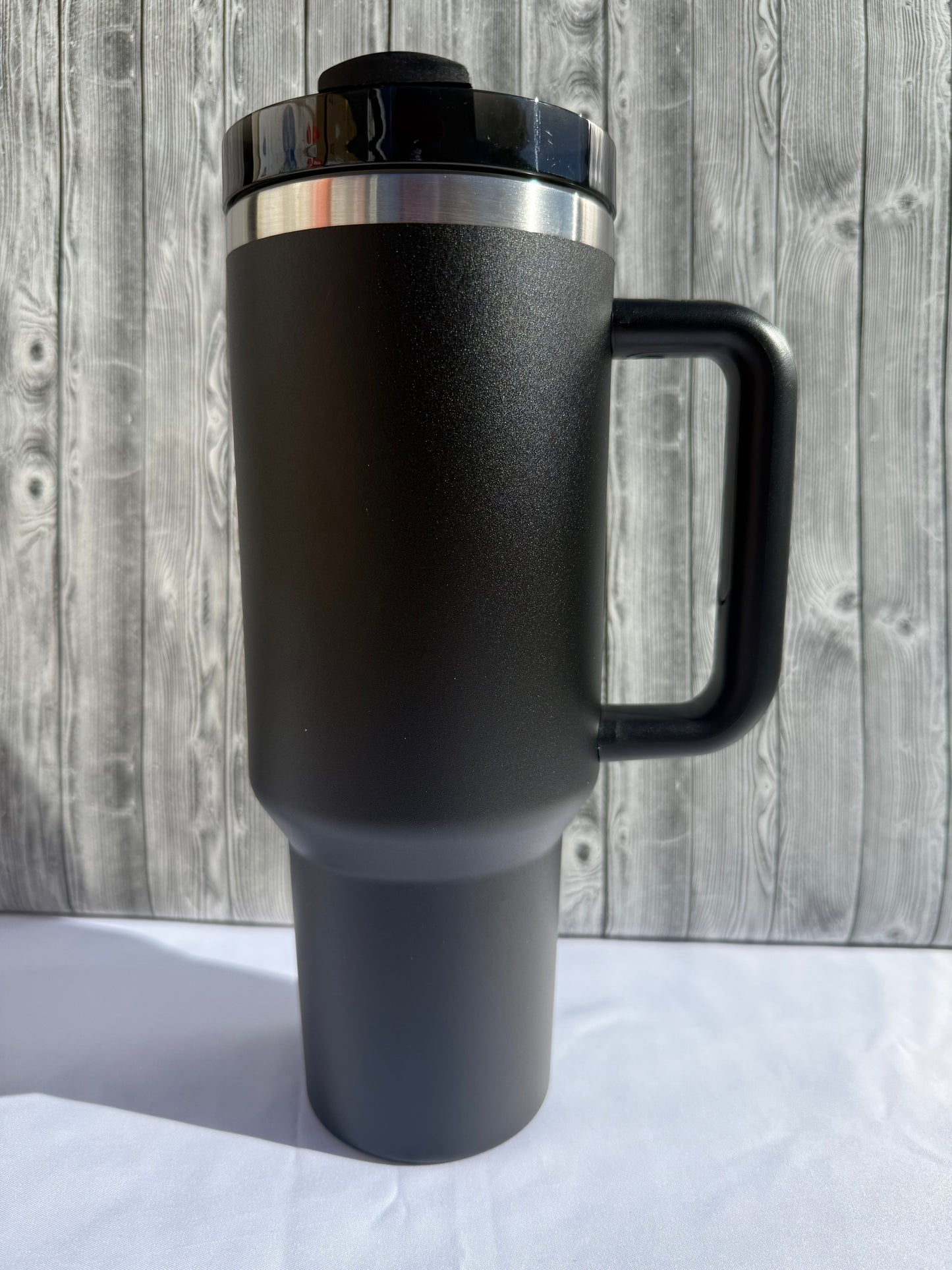 40oz Black Silver Trim Tumbler – Insulated Stainless Steel (Choose Design)