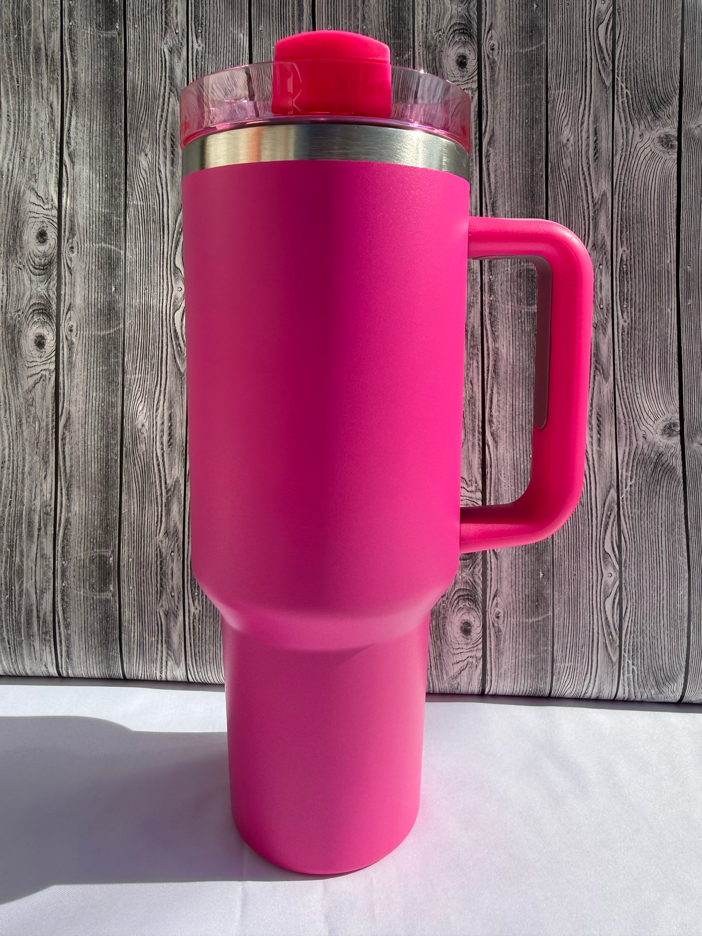40oz Pink Silver Trim Tumbler – Insulated Stainless Steel (Choose Design)