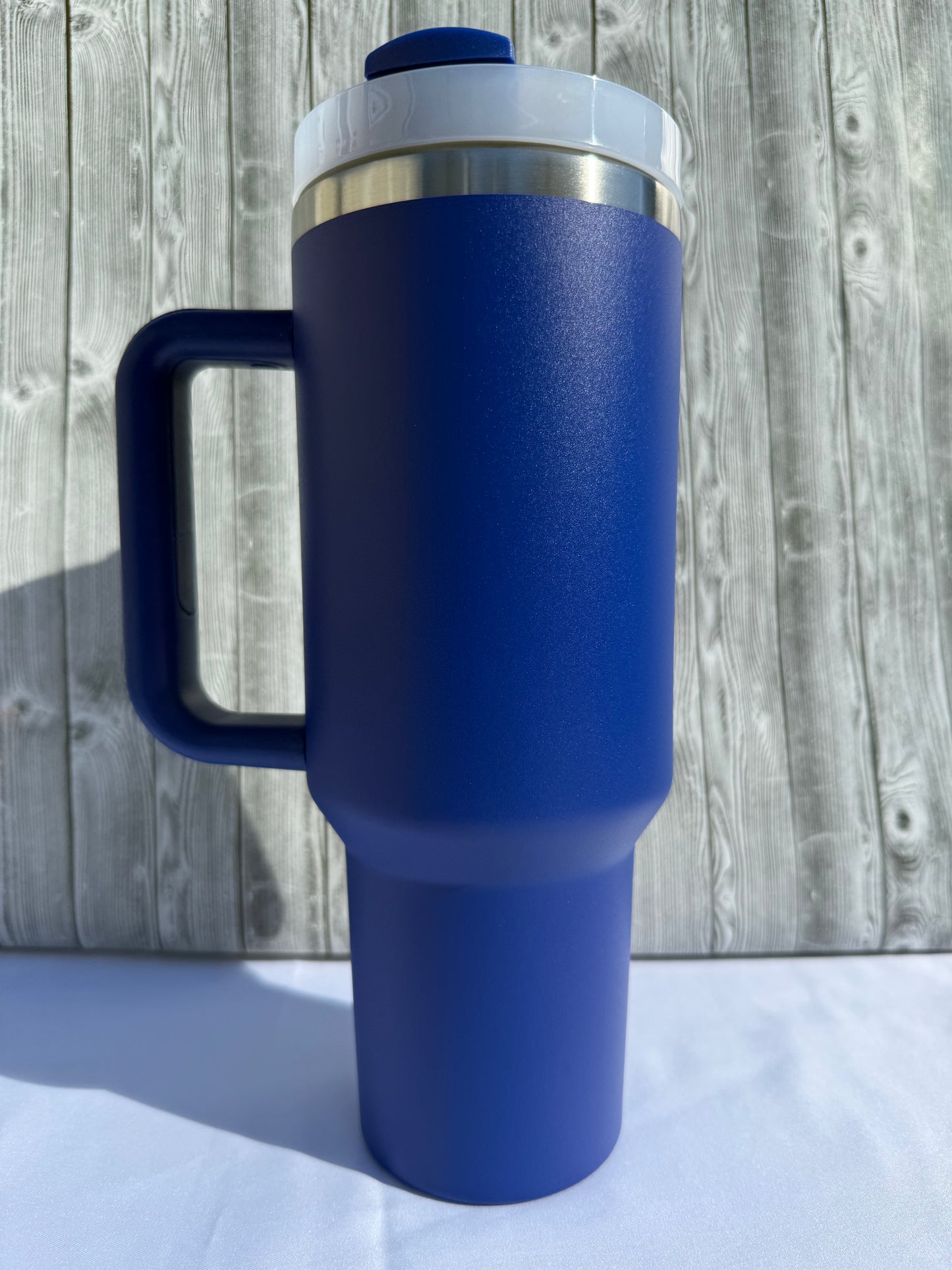 40oz Blue Silver Trim Tumbler – Insulated Stainless Steel (Choose Design)