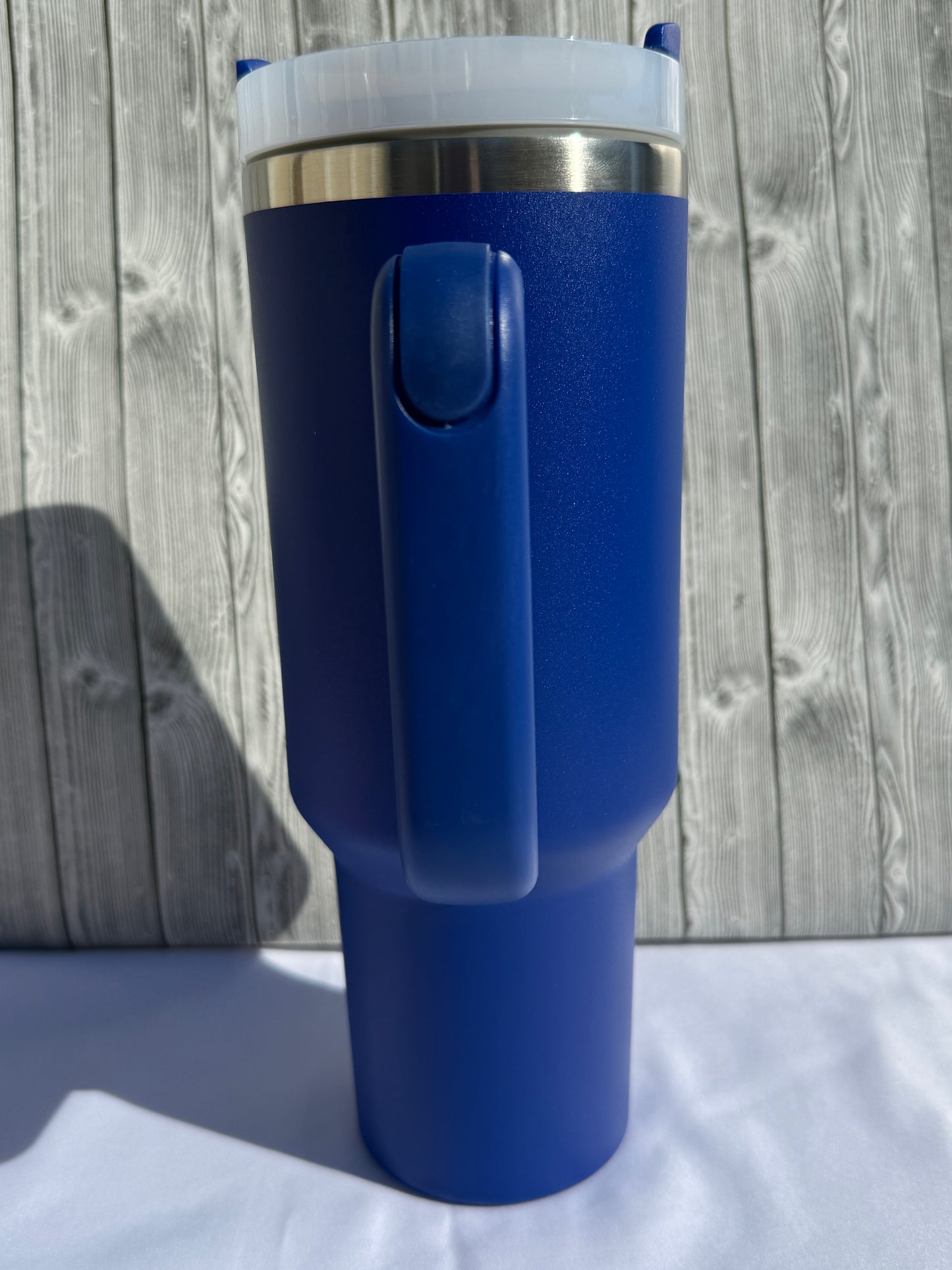 40oz Blue Silver Trim Tumbler – Insulated Stainless Steel (Choose Design)