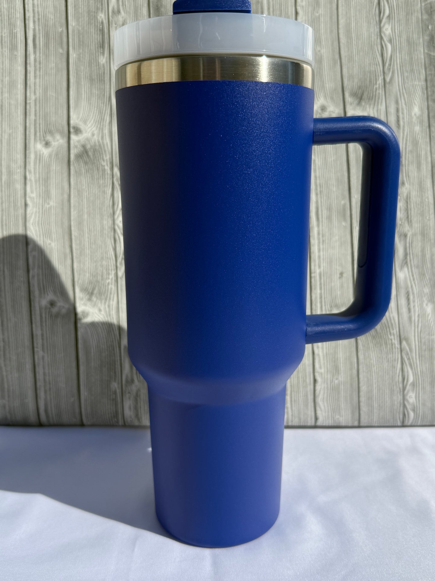 40oz Blue Silver Trim Tumbler – Insulated Stainless Steel (Choose Design)