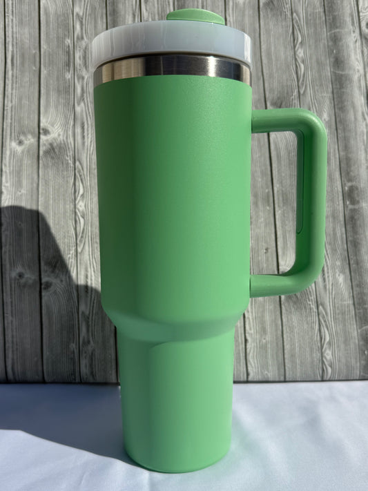 40oz Green Silver Trim Tumbler – Insulated Stainless Steel (Choose Design)