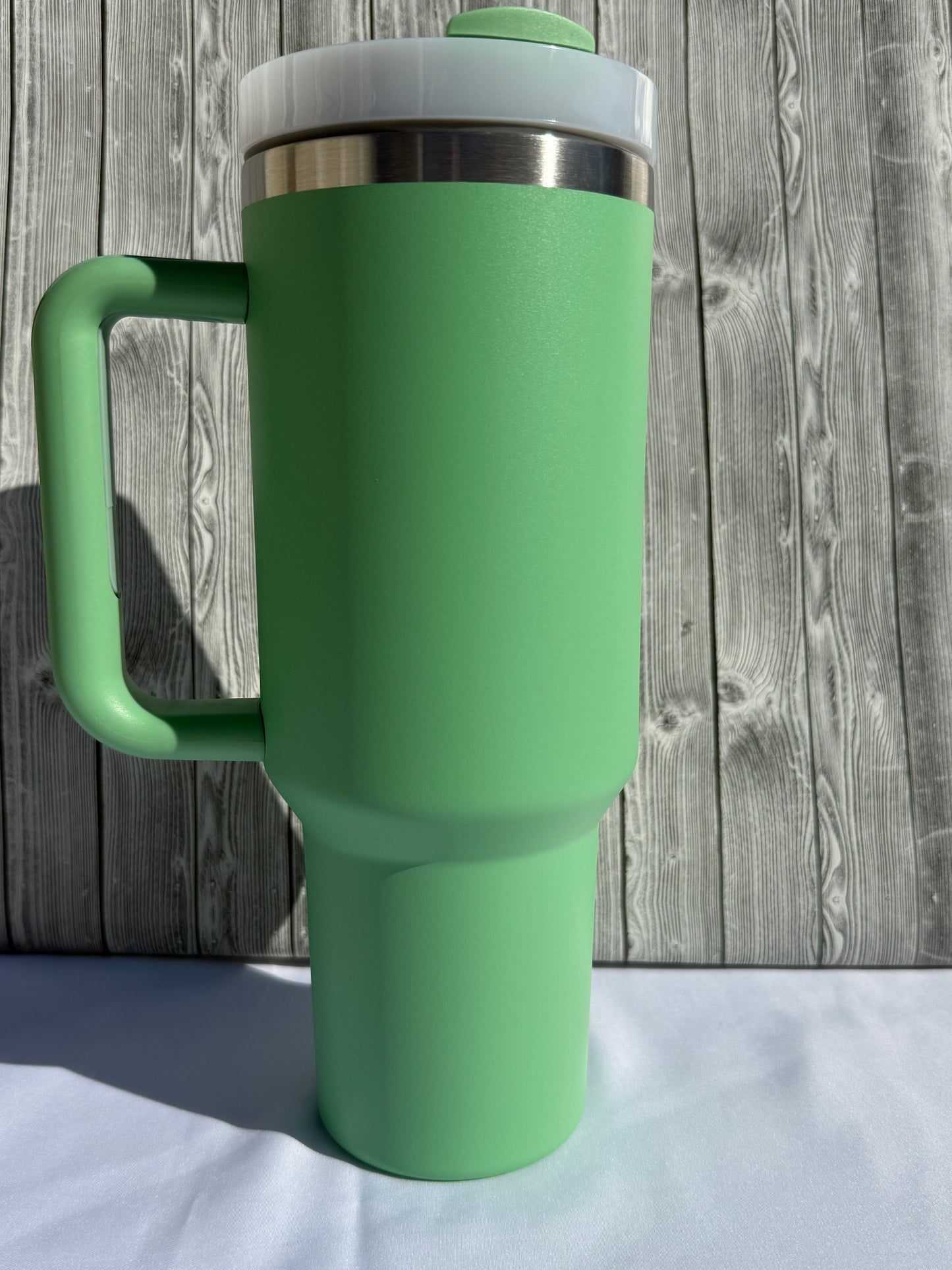 40oz Green Silver Trim Tumbler – Insulated Stainless Steel (Choose Design)