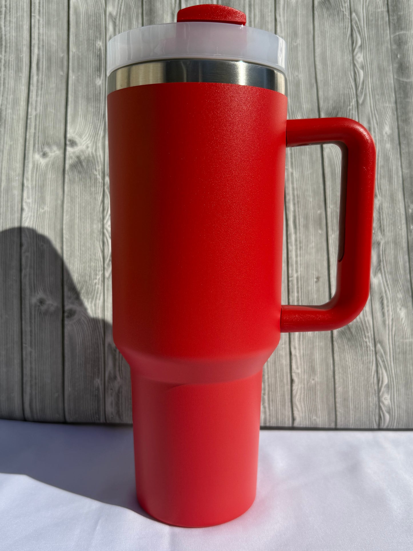 40oz Red Silver Trim Tumbler – Insulated Stainless Steel (Choose Design)