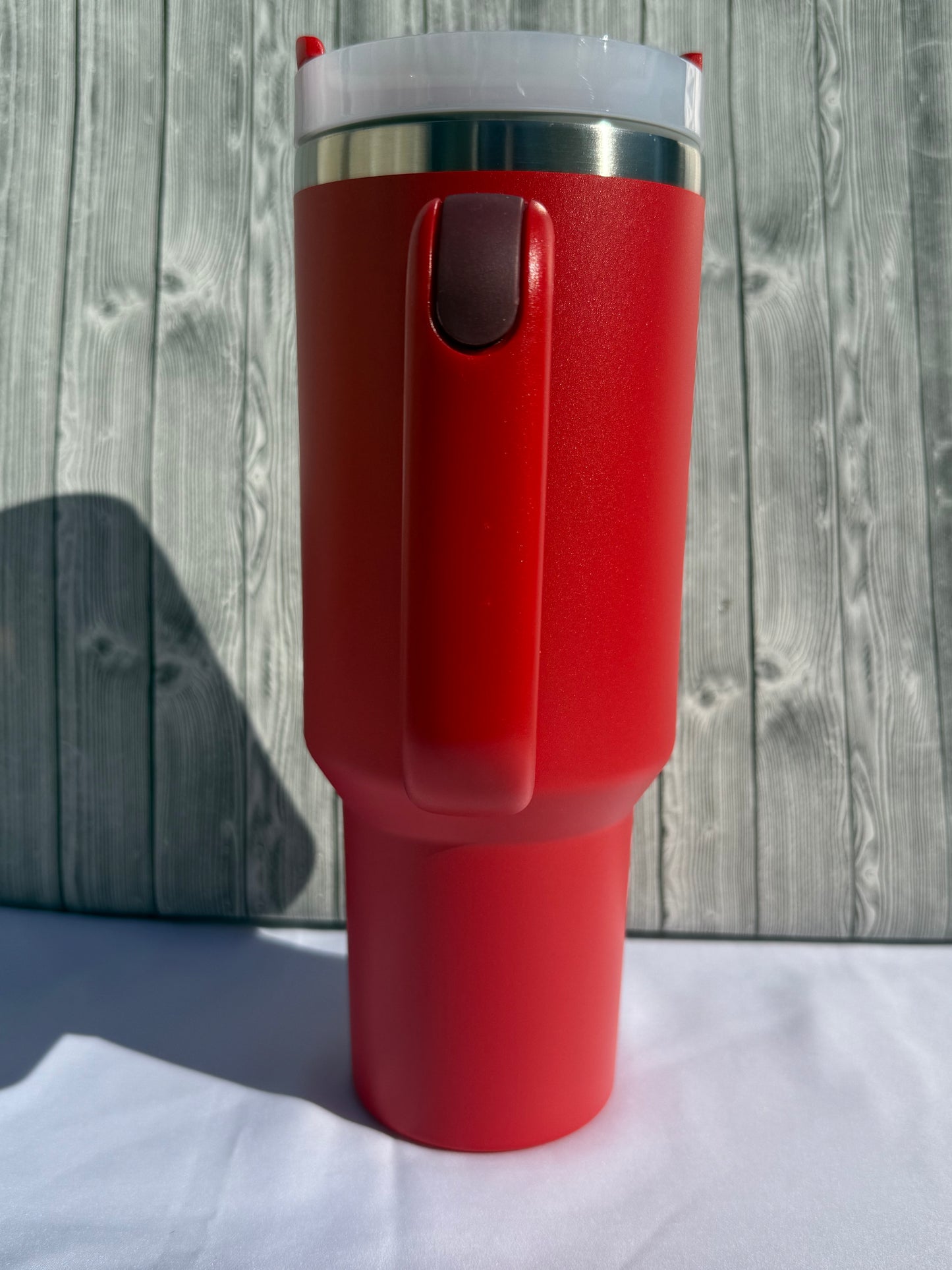 40oz Red Silver Trim Tumbler – Insulated Stainless Steel (Choose Design)