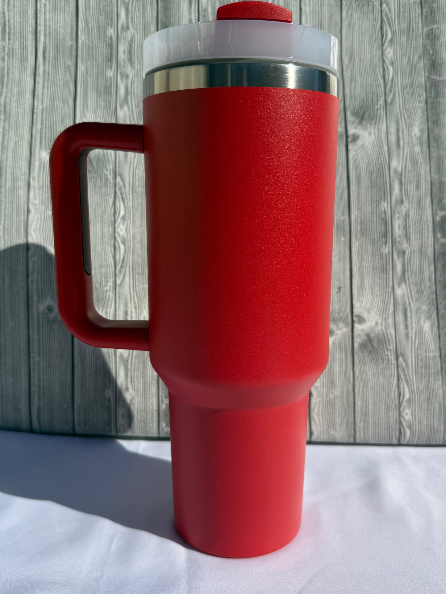 40oz Red Silver Trim Tumbler – Insulated Stainless Steel (Choose Design)