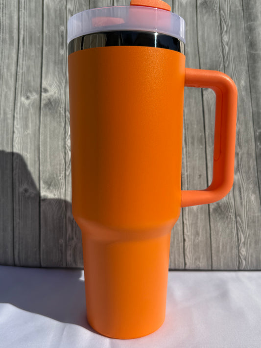 40oz Orange Black Trim Tumbler – Insulated Stainless Steel (Choose Design)