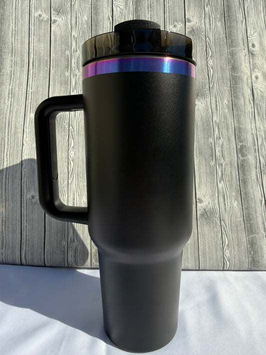 40oz Black Chroma Trim Tumbler – Insulated Stainless Steel (Choose Design)