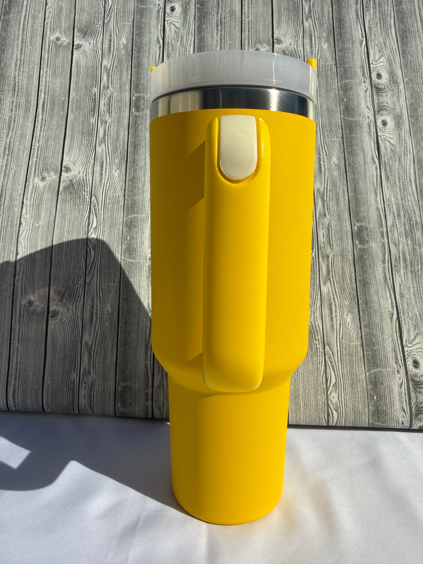 40oz Yellow Silver Trim Tumbler – Insulated Stainless Steel (Choose Design)