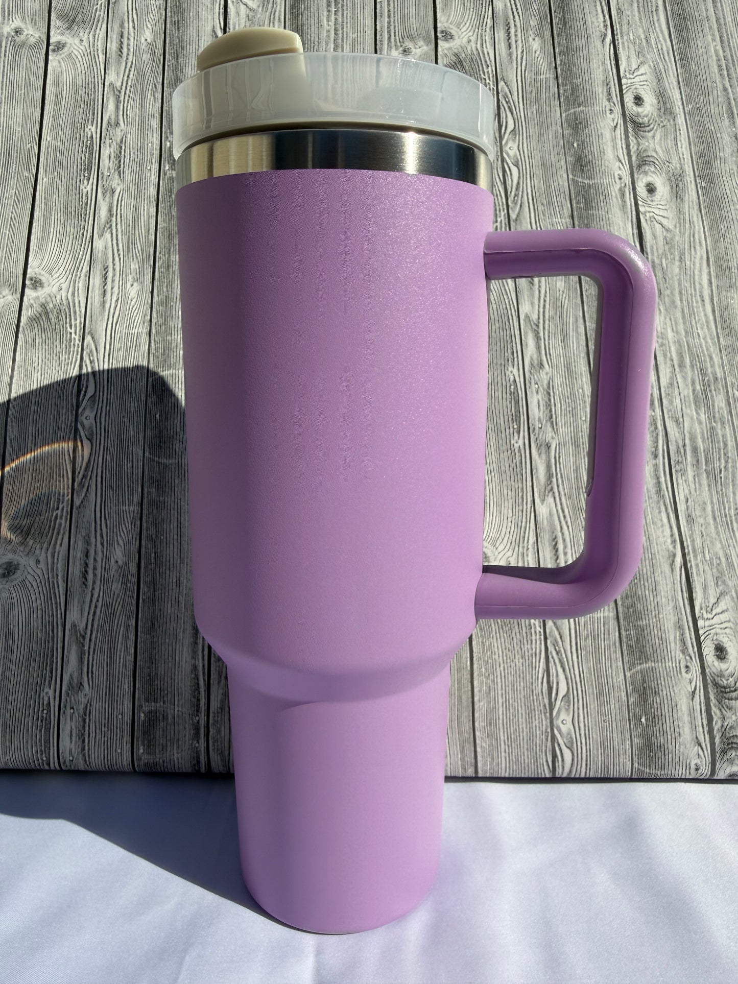 40oz Purple Silver Trim Tumbler – Insulated Stainless Steel (Choose Design)